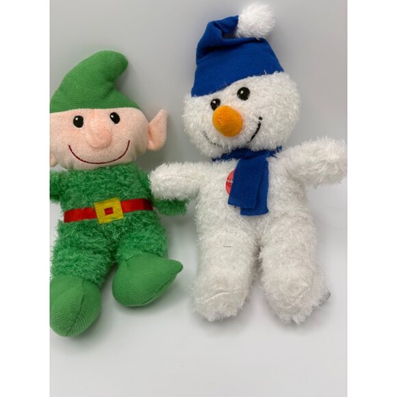 Musical Elf & Snowman Plush Toys Set - 7" Greenbrier International Soft Fuzzy Fa - Picture 1 of 5